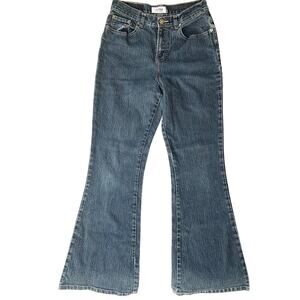 K-rise Stretch Women Light Waxed Denim Style Flared Jeans size 16, Blue